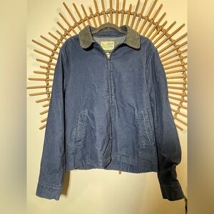 Grayers Men’s  Blue Corduroy Car Jacket Gray Wool Collar Outdoors Gorpcore Fall